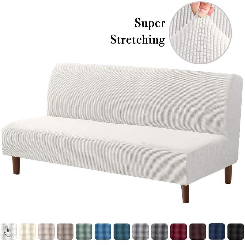 RTTIME Stretchbezug für armlose Sofa-Betten in Bordeaux Rot, elastischer Jacquard-Futonbezug - Bild 2