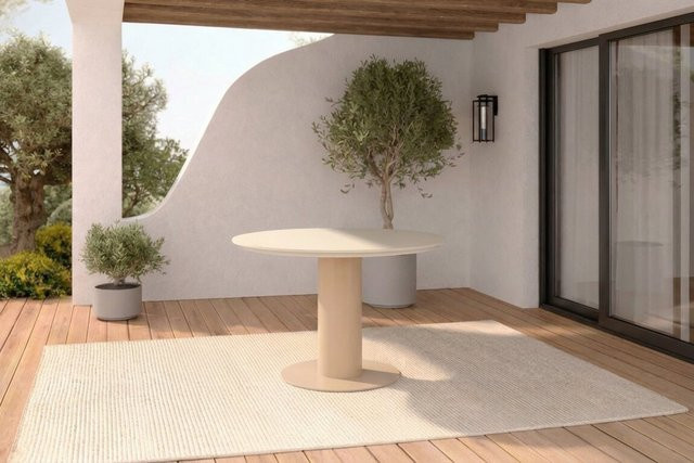Hartman Shades of Colour Girona Esstisch aus Aluminium und Keramik, beige, Ø 120 cm, Höhe: 75 cm - Bild 1