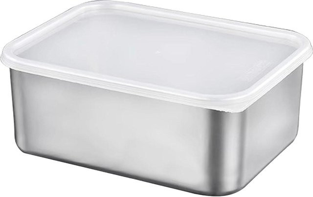 Fishine Frischhaltedose aus 304 Edelstahl mit Snap-Lid Deckel, quadratisch, Weiß/Silber - Bild 1