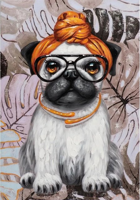 Art Universe Leinwandbild Mops mit Tuch, Mehrfarbig, Breite: 70 cm, Höhe: 100 cm - Bild 1
