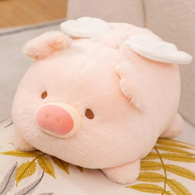 Yiran toy Engel-Schwein Plüschtier, liegendes Schweinchen, 20cm - Bild 1