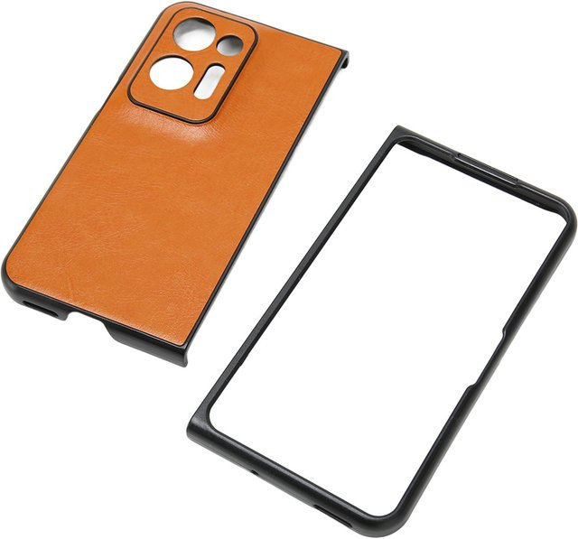 Modische faltbare Handyhülle mit Streifen-Design für Oppo Find N2 in Braun - Bild 1