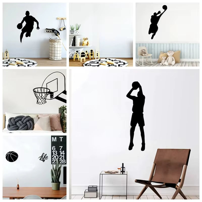 Wasserdichter Wandaufkleber mit Basketballspieler-Motiv in Schwarz für Kinderzimmer und Home Decor - Bild 3