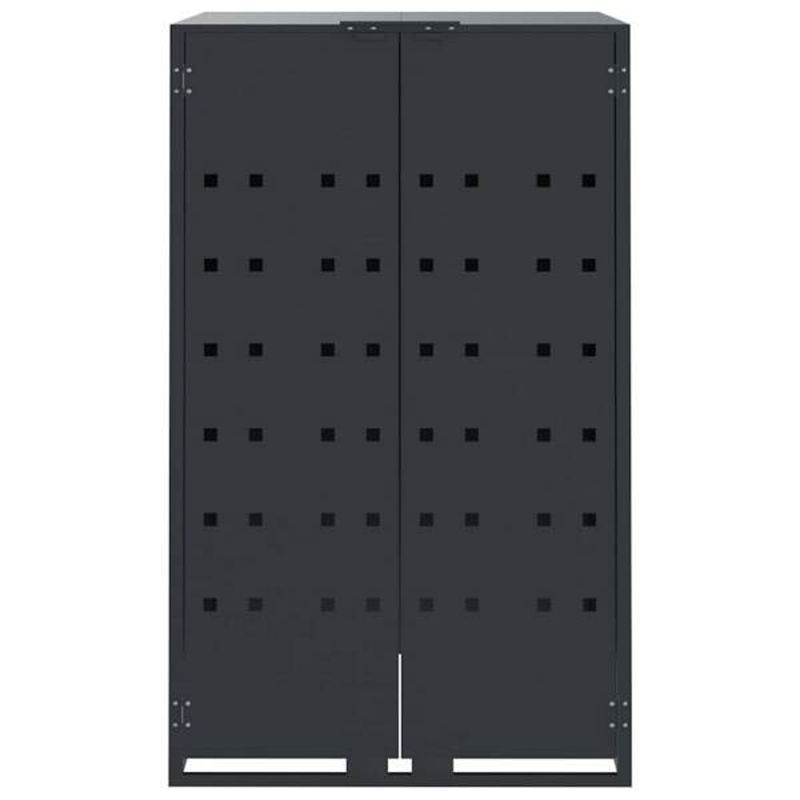 vidaXL Mülltonnenbox für 6 Tonnen aus pulverbeschichtetem Stahl in Anthrazit, B/T/H: 414 x 79 x 117 cm - Bild 2