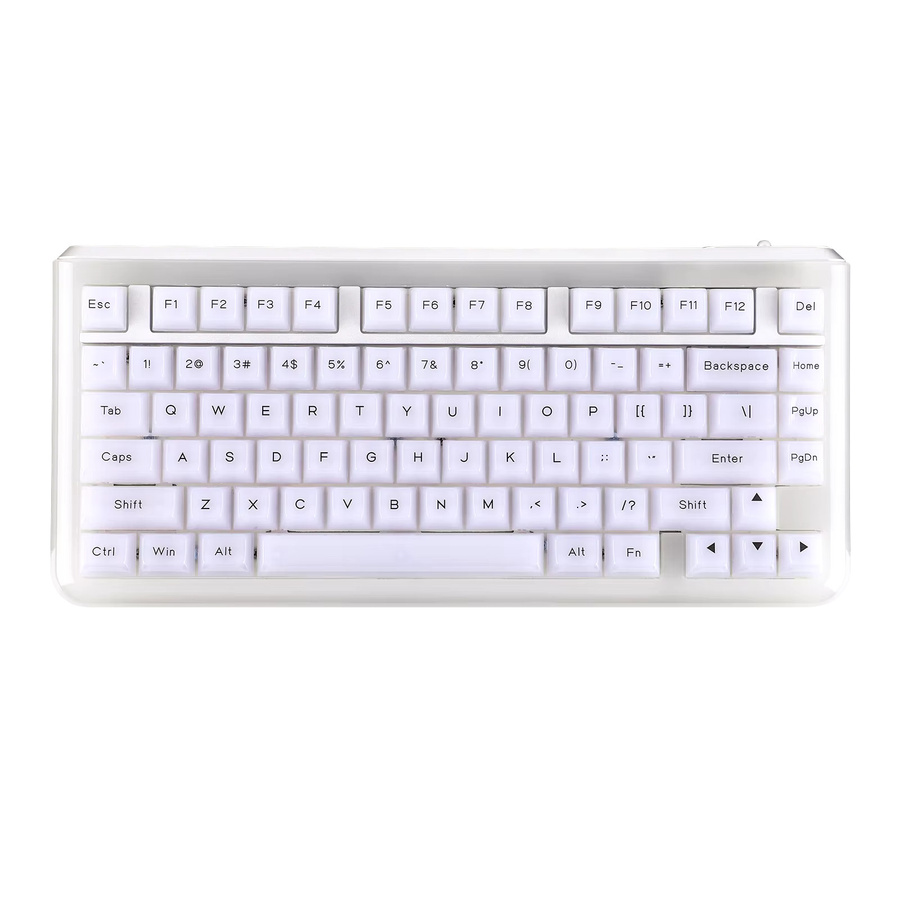 KiiBOOM Jade75 Mechanische Tastatur mit RGB-Hintergrundbeleuchtung, 75 % Layout, Hot-Swap, QMK/VIA, kabellos via Bluetooth und 2,4 GHz sowie kabelgebunden, CNC+UV-Harzformung, Farbe: transparent - Bild 2