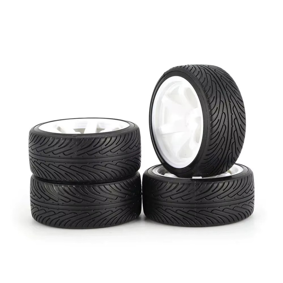 HSP RC Reifen, 4-teiliges Set, 64mm, 12mm Hex, Hartplastik Nabe, Schwarz - Bild 3
