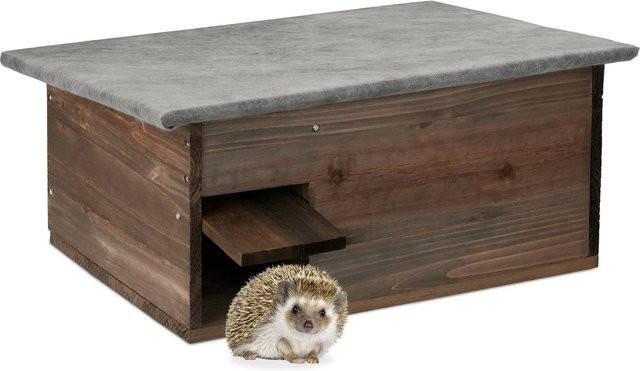 Relaxdays Igelhaus aus Tannenholz in Braun, katzensicher und wasserdicht, B/T/H: 45,5 x 20 x 33 cm - Bild 1