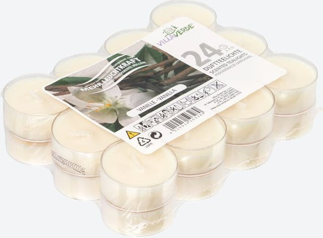Villa Verde Duft-Teelichter 24er-Pack in Weiß und Beige mit floralen, fruchtigen und frischen Noten - Bild 1