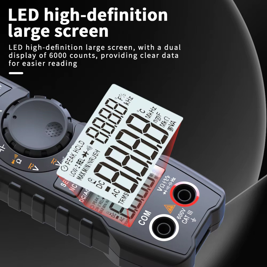 ZOYI Digitales Zangenmessgerät 600A True RMS Smart-Zangenamperemeter in Schwarz mit Auto-Range-Funktion, Multimeter für DC/AC Spannung, Hz, Ohm und NCV Tester - Bild 4