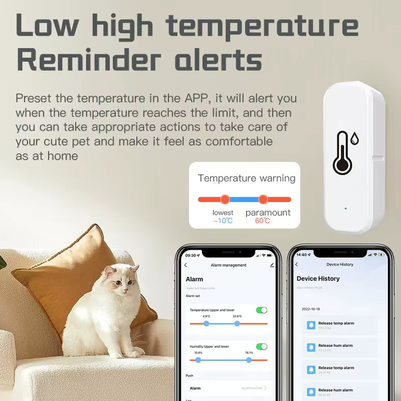 Tuya Smart Home Temperatur und Feuchtigkeit Sensor Zigbee/WiFi in Weiß, kompatibel mit Google Home und Alexa zur Umweltüberwachung - Bild 3