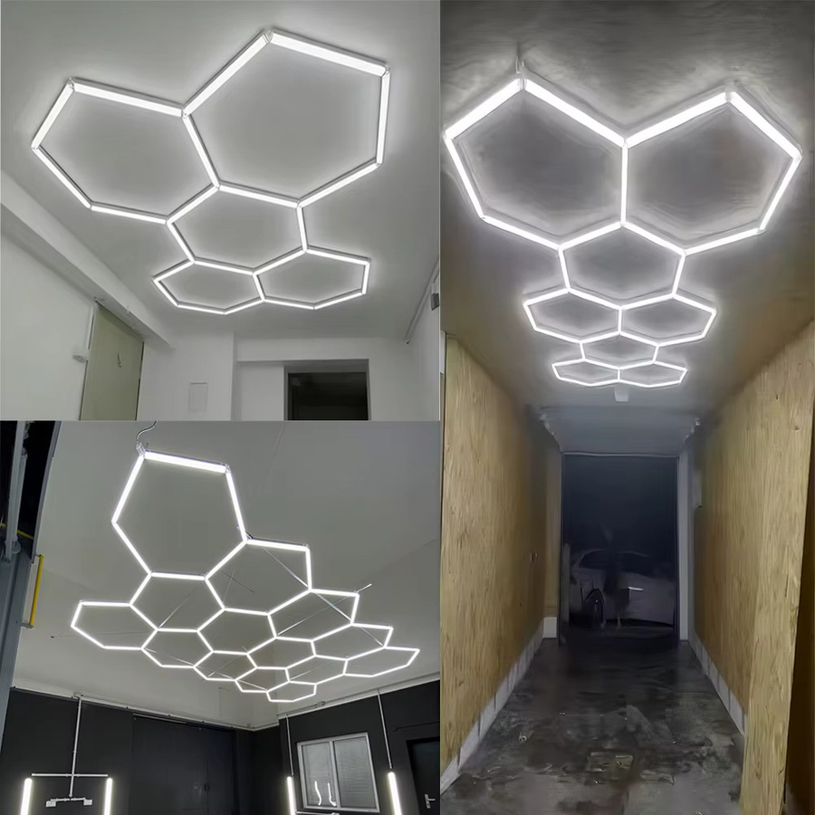 VASTFIRE Ultrahelle Waben-LED-Deckenleuchte in Hexagon-Design mit 6500K Kaltweiß für Garage und Werkstatt - Bild 2