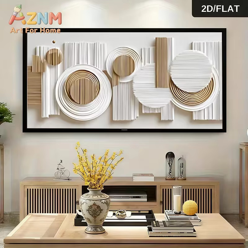 AZNM Wanddekoration 2D Flat – Minimalistisches geometrisches Leinwandgemälde in Mehrfarben, abstraktes Design, rechteckig - Bild 2