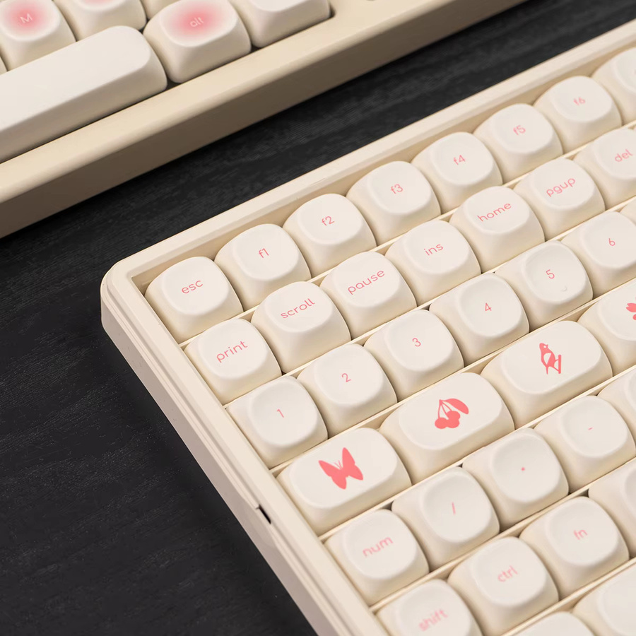 Venit Keys PBT-Tastenkappen im MOA-Profil mit Thermosublimation in Rosa und Weiß für mechanische Tastaturen, 123 Tasten - Bild 6