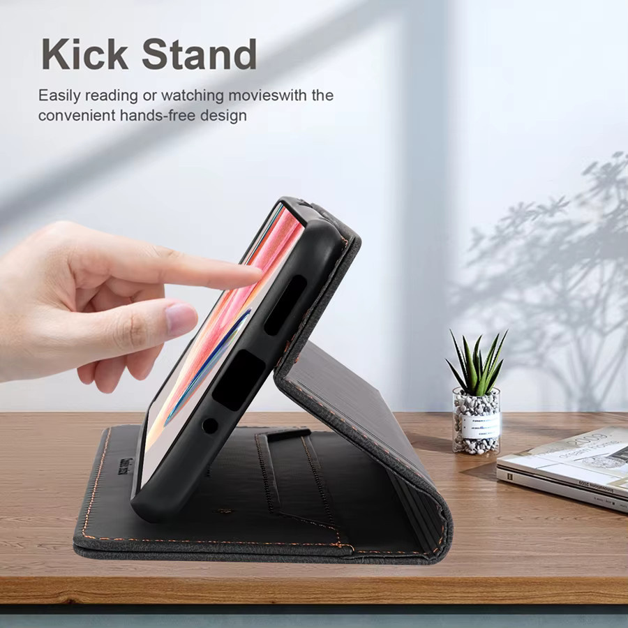 Lederne Brieftasche-Schutzhülle mit Anti-Diebstahl-Funktion und magnetischem Flip-Cover für Xiaomi Redmi Poco Modelle in Schwarz oder Rot - Bild 3