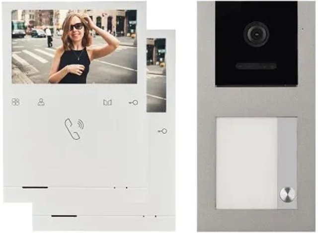 Balter Evo Quick Aufputz Video Türsprechanlage für 1 Familienhaus mit 2x 4,3 Zoll Monitor 2-Draht Bus in Grau - Bild 1