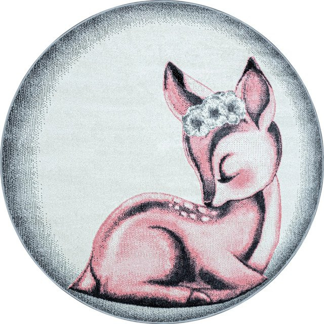 Ayyildiz Kinderteppich Bambi Rund in Pink mit Durchmesser: 120 cm - Bild 1
