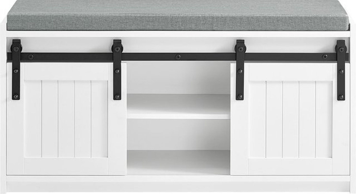 SoBuy Schuhbank im Landhausstil mit 2 Drehtüren in Weiß, B/T/H: 90 x 35 x 45 cm - Bild 1