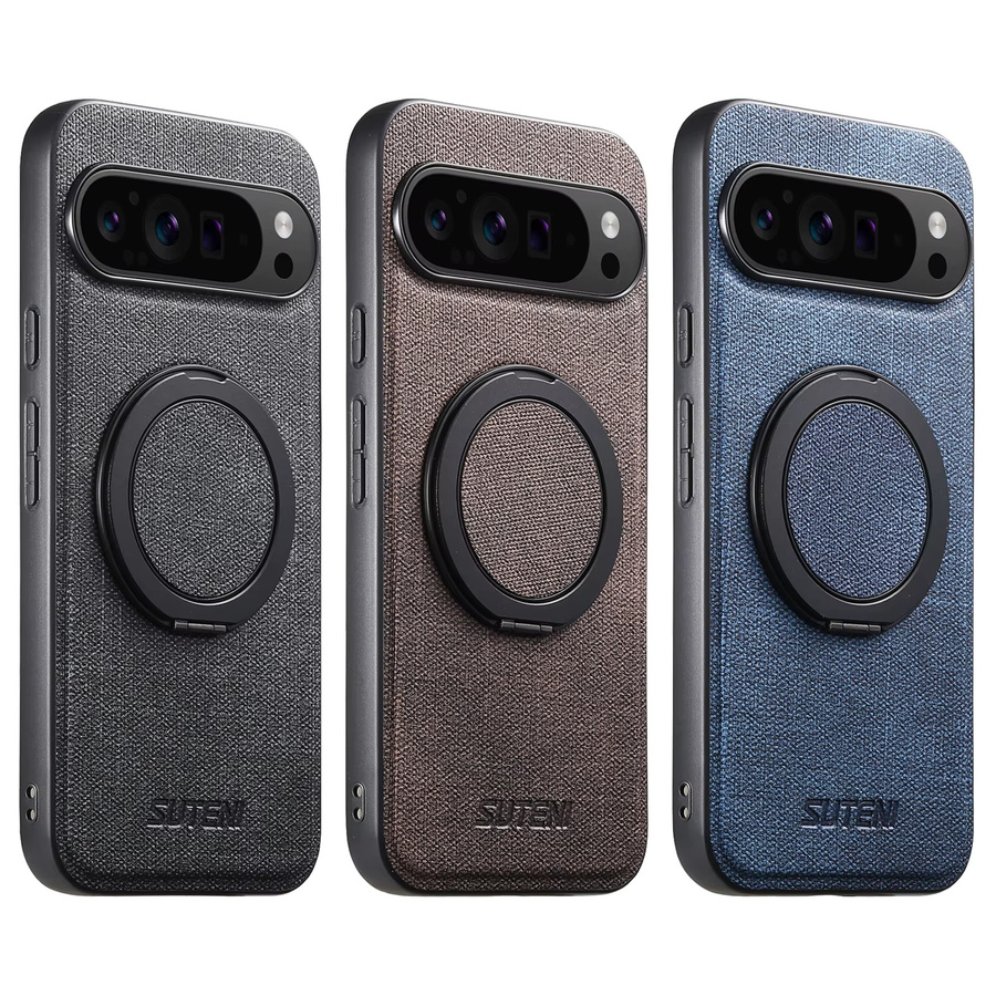 Magnetische Kunstleder Handyhülle mit kabellosem Laden und 360 Grad drehbarem Ständer sowie Ringschnalle für Google Pixel 10 Pro XL 9 8A 7 in Schwarz - Bild 6