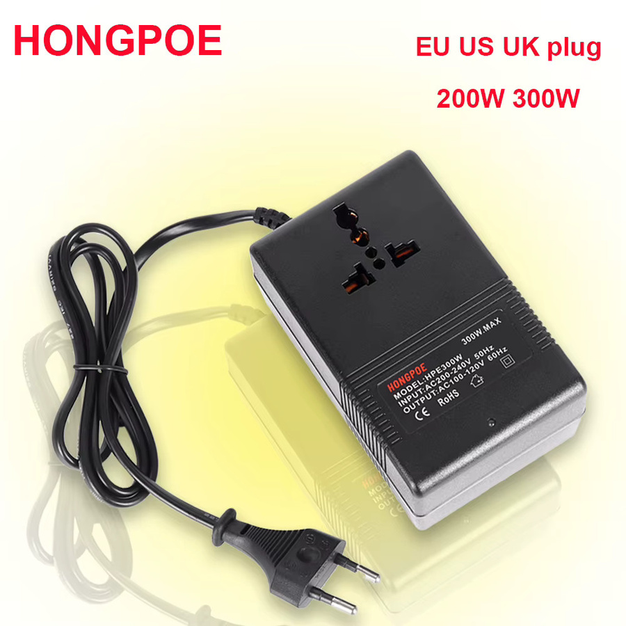 Spannungswandler 300W Abwärts Transformator 220V auf 110V Reiseadapter in Schwarz - Bild 4
