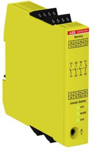ABB Sicherheitsrelais Sentry SSR20M VAC/VDC in Gelb mit 1 Wechsler, Betriebsspannung 85 V, B x H x T: 22,5 x 120 x 120 mm - Bild 1