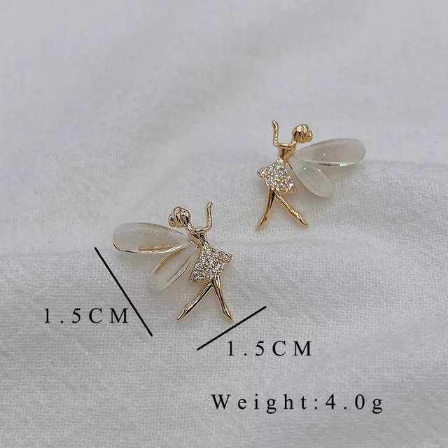 YIRAN Jewelry Ohrstecker, Flügel Engel, Kristall Acryl, grau, Damen - Bild 1