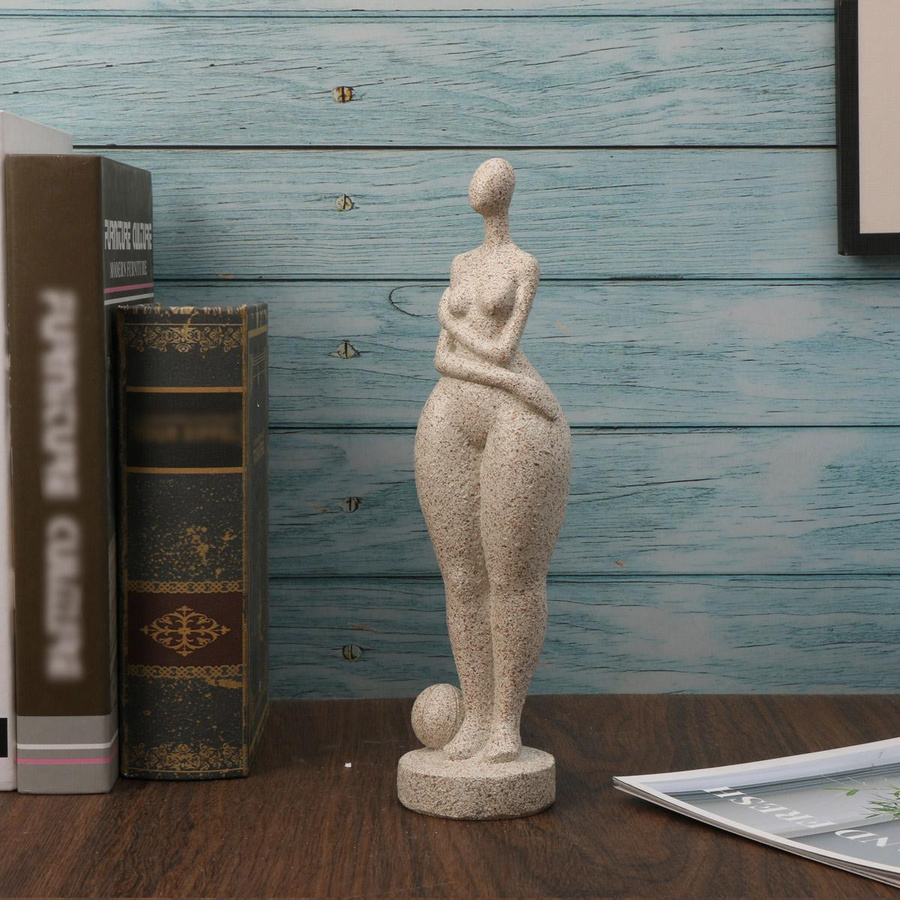 Yiran Furniture Abstrakte Kunst Statue Mollige Frau aus Sandstein und Harz zur Dekoration für Wohnzimmer und Büro - Bild 1