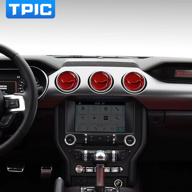 BetterHumz Carbon Faser Dashboard Klimaanlage Lüftungsdüsen Abdeckung Trim Aufkleber für Ford Mustang GT 2015-2019 Auto Innenraum Zubehör - Bild 2