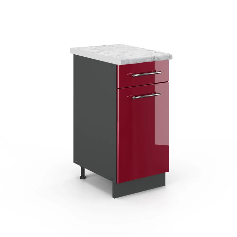 Vicco Küchenunterschrank Fame-Line in Bordeaux Hochglanz und Anthrazit mit Soft-Close-Türen, Breite: 40 cm, Höhe: 82 cm, Tiefe: 60 cm - Bild 2