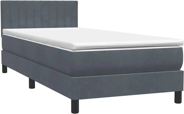 vidaXL Boxspringbett mit Matratze Dunkelgrau aus Samt, B/T/H: 80 x 210 cm - Bild 1
