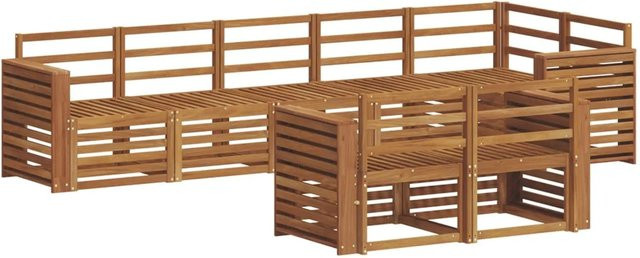 vidaXL Sofagarnitur 8-teilig aus Massivholz Akazie in Natur Braun im L-Shape Design - Bild 1