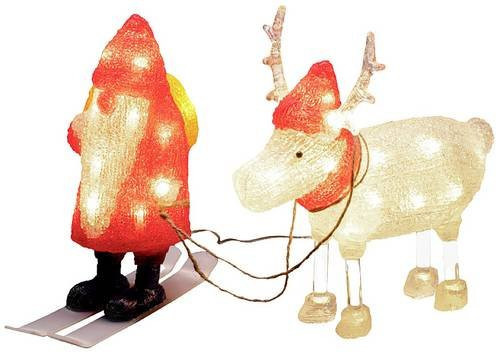 Konstsmide LED Acryl-Figur Weihnachtsmann mit Rentier in Rot und Weiß, Höhe: 24,5 cm - Bild 1