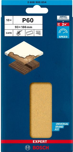 Bosch Expert Schleifpapier für Schwingschleifer Körnung 60 B: 186 mm x B: 93 mm 10 Stück - Bild 2