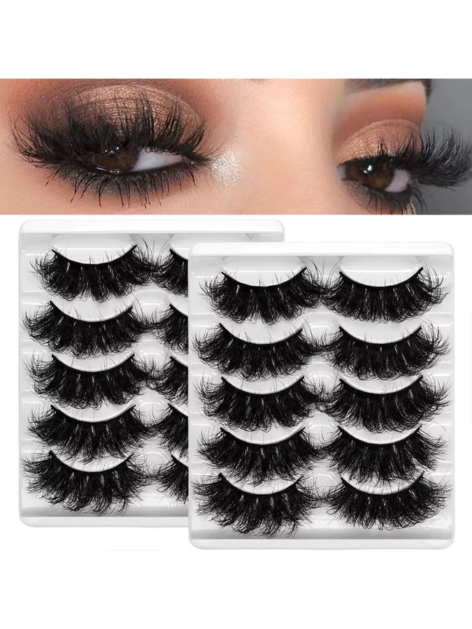 JIEFUXIN Falsche Wimpern, 10 Paare, Volumen, Lang - Bild 7