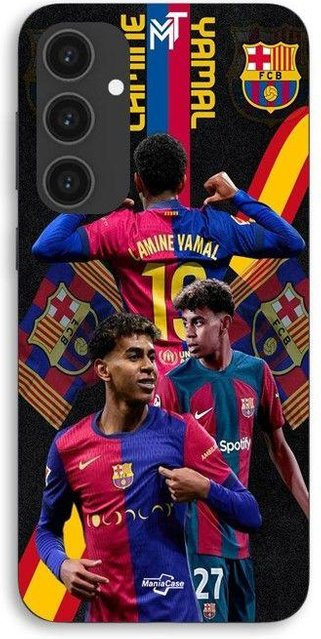 MANIACASE Handyhülle aus Silikon TPU für Samsung Galaxy S25 Plus mit FC Barcelona Wallpaper in Schwarz - Bild 1