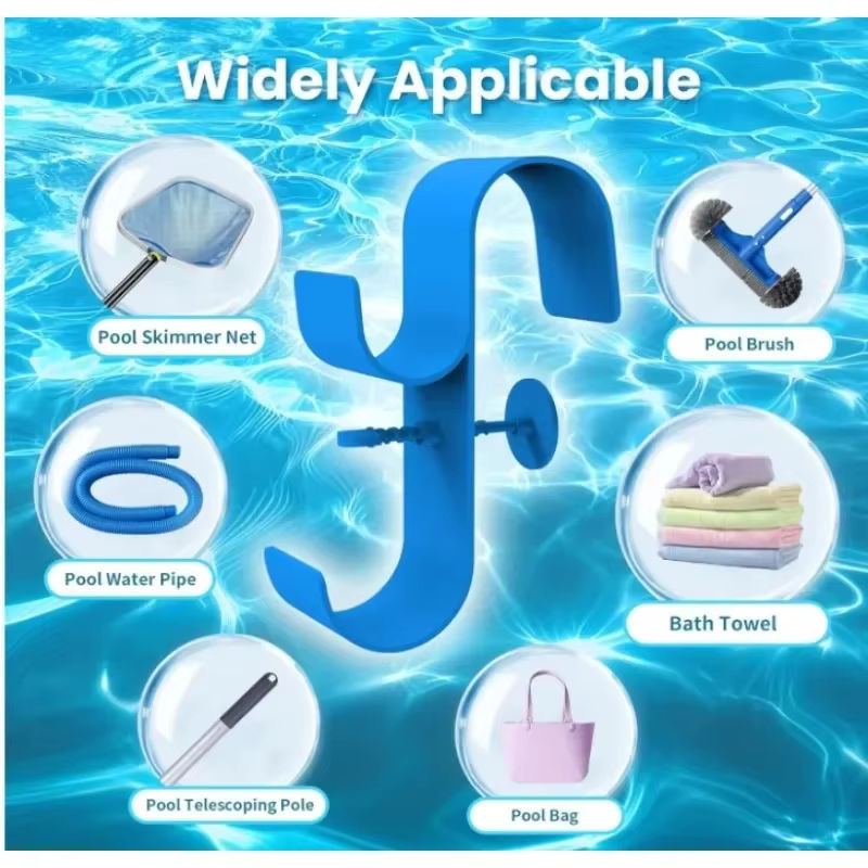 Pool Skimmer Haken mit Doppelhaken und verstellbarem Teleskop-Mast in Grau - Bild 2