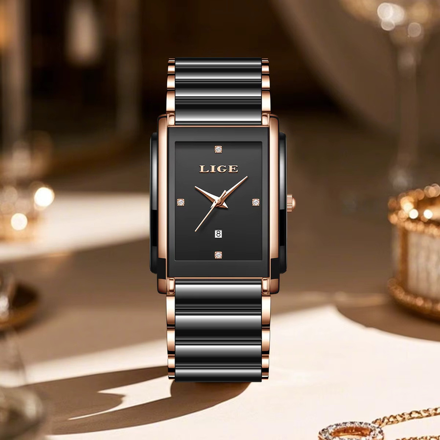 LIGE Armbanduhr, Quarz, Keramik, Schwarz, Damen - Bild 3