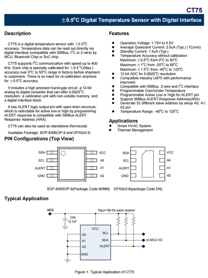 ZYWCAI CT75MR SOP-8 Steuerplatine mit Lüfteranschluss und Temperatursensorchip in Schwarz, 5 Stück - Bild 2