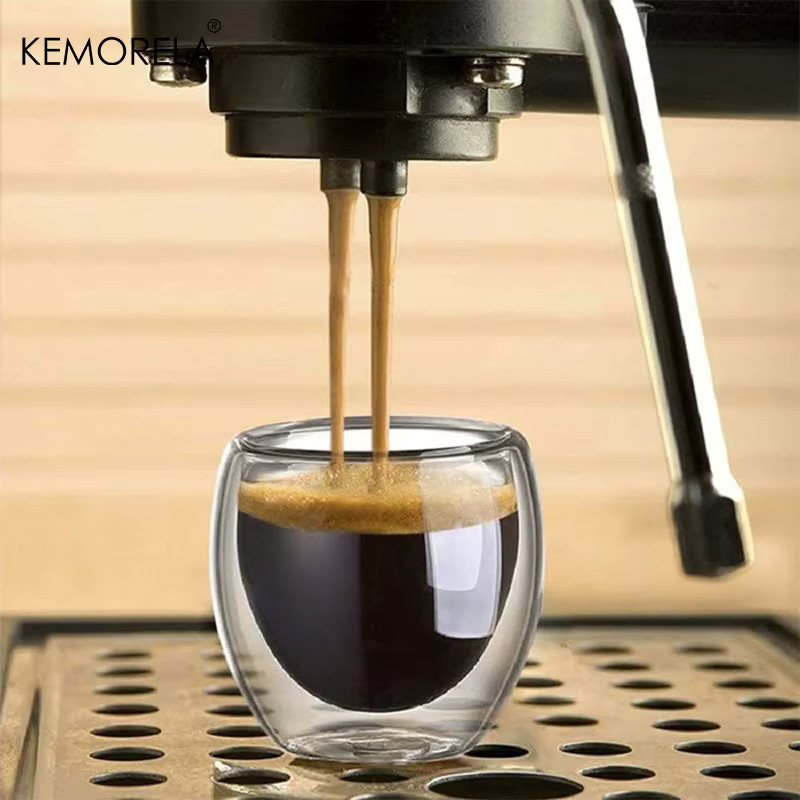 KEMORELA Set aus 6 doppelwandigen Espresso Tassen aus Borosilikatglas, transparent, 80 ml pro Tasse - Bild 3