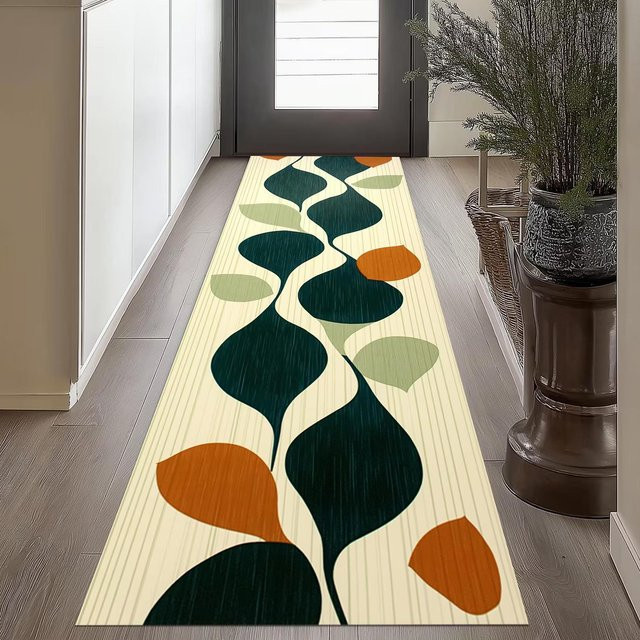 Lodestar Läufer Teppich mit geometrischem Muster in Lila und Gold, gewebter Baumwoll-Polyester-Teppich für Flur, Küche oder Schlafzimmer, B/T/H: 120 x 40 x 1 cm - Bild 1