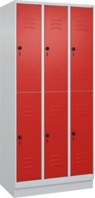 C+P Doppelstock-Spind Classic PLUS mit Sockel, 3 Abteile, Farbe RAL 3020 Verkehrsrot, H x B x T: 195 x 90 x 50 cm - Bild 1