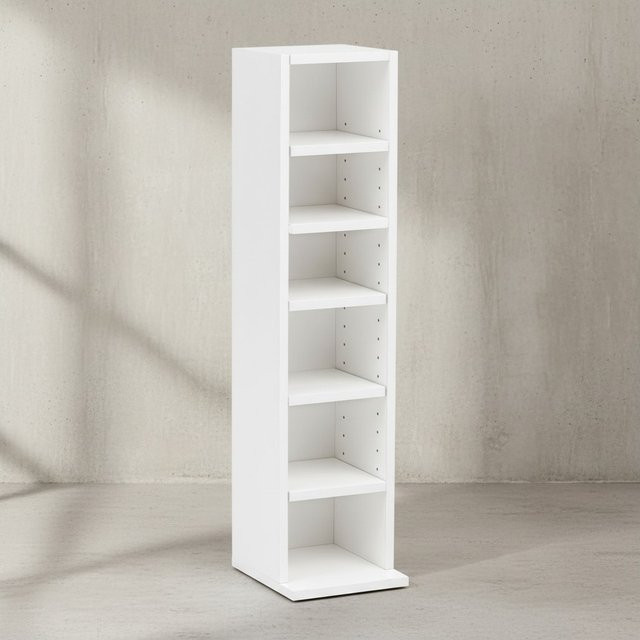 KADIMA DESIGN 6-Fächer Wandregal aus Holz in Weiß, freistehend, B: 91,0 cm, H: 21,0 cm, T: 25,5 cm - Bild 1