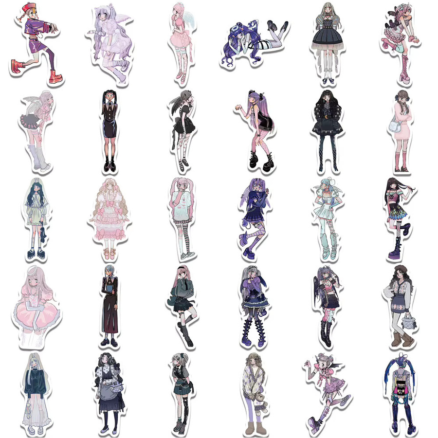 Rspctou Y2K Domi Girl Aufkleber Set mit abstrakten Cartoon-Motiven in Multicolour zur Dekoration von Notizbuch, Skateboard und Handy - Bild 4