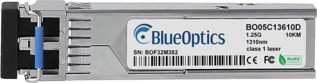 BlueOptics SFP-SM-LC BO05C13610D SFP Transceiver, LC-Duplex, 1000BASE-LX, Singlemode Fiber, 1310nm, 10KM, DDM, Farbe: Silber - Bild 1