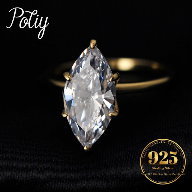 Potiy Verlobungsring, 925 Silber, 14K Gelbgold, Zirkonia, Damen - Bild 1
