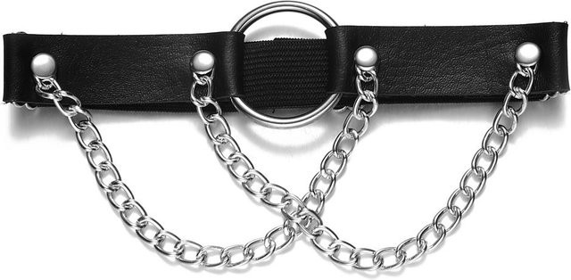 YIRAN Bein Kette Leder, Nieten, Herz, Damen, Schwarz - Bild 1