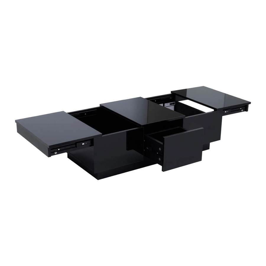 okwish Couchtisch Rechteckig in Schwarz mit Schubladen und Schiebefach, B: 100 cm, T: 50 cm, H: 31 cm - Bild 2
