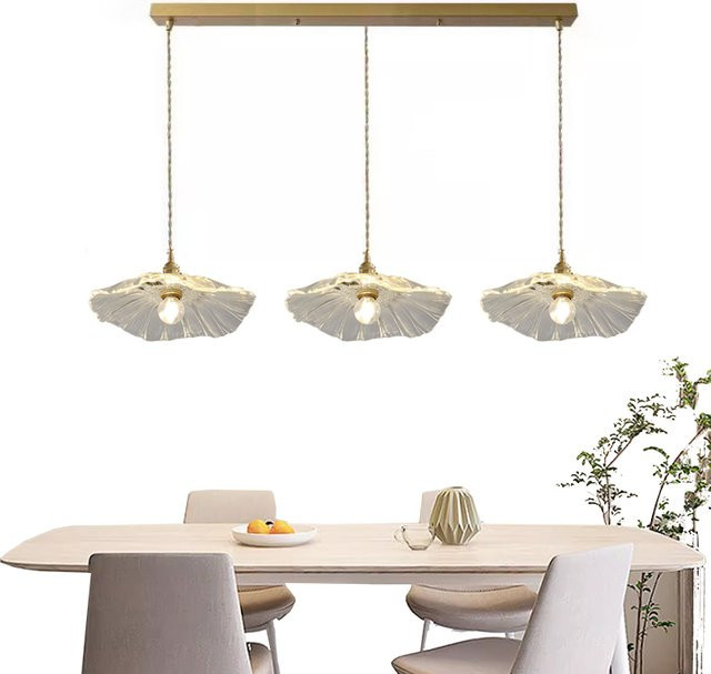 Ramalho Pendelleuchte im Industrial Design aus Glas in Transparent und Gold/Messing für Küche, Esszimmer und Flur - Bild 1