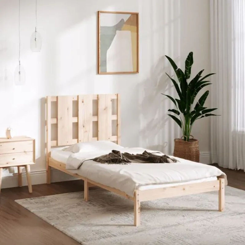 Massivholzbett vidaxl aus Kiefernholz in Braun, B/T: 90 x 200 cm - Bild 1