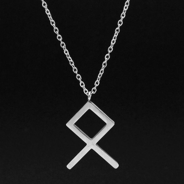 Halskette Wikinger Runen, Edelstahl, Silber, Damen, 60 cm - Bild 1