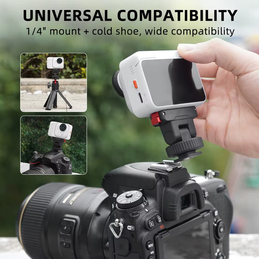 Flymile Magnetischer Adapter-Halter für Insta360 GO Ultra Schnellwechsel-Basishalterung mit 1/4 Schraubenloch und Cold Shoe in Schwarz - Bild 5